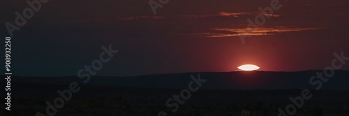 Landscape view of sunset in the dark, red themed beautiful landscape view, AI Generated photo