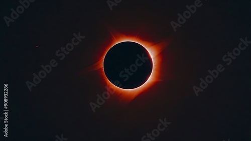 High quality image of red eclipse in the dark sky, space and astronomy concept, dark with red theme