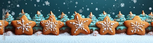 Deliciously decorated gingerbread stars with icing, perfect for festive holiday celebrations and winter gatherings.