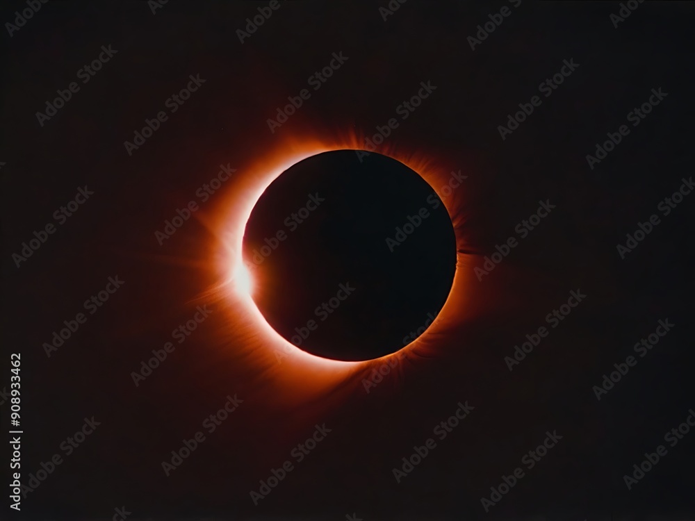High quality image of red eclipse in the dark sky, space and astronomy concept, dark with red theme