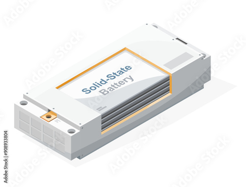 solid state battery pack isometric isolated cartoon on white background