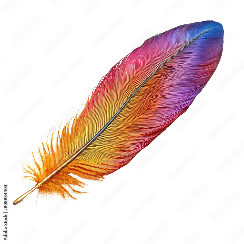 A vibrant feather showcasing a beautiful blend of colors, perfect for artistic and creative design projects. A vibrant feather showcasing a beautiful blend of colors, perfect for artistic and creative design projects.
