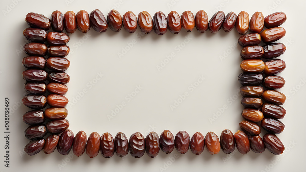 Frame made of date fruit, space for text. Generative AI Frame made of date fruit, space for text. Generative AI