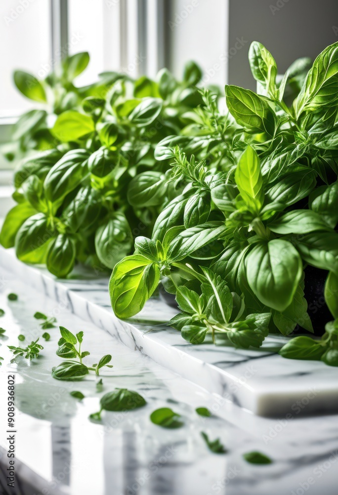 lush colorful herbs spread across polished marble countertop showcasing their natural beauty freshness, basil, parsley, cilantro, thyme, rosemary, dill lush colorful herbs spread across polished marble countertop showcasing their natural beauty freshness, basil, parsley, cilantro, thyme, rosemary, dill