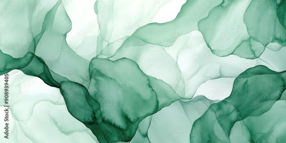 Obraz premium Flowing watercolor design showcasing soft greens and delicate textures blending harmoniously