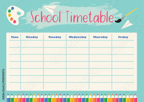 School timetable for students, back to school