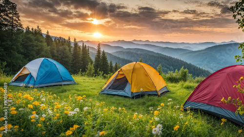 Wallpaper Mural Camping tent in the forest Torontodigital.ca