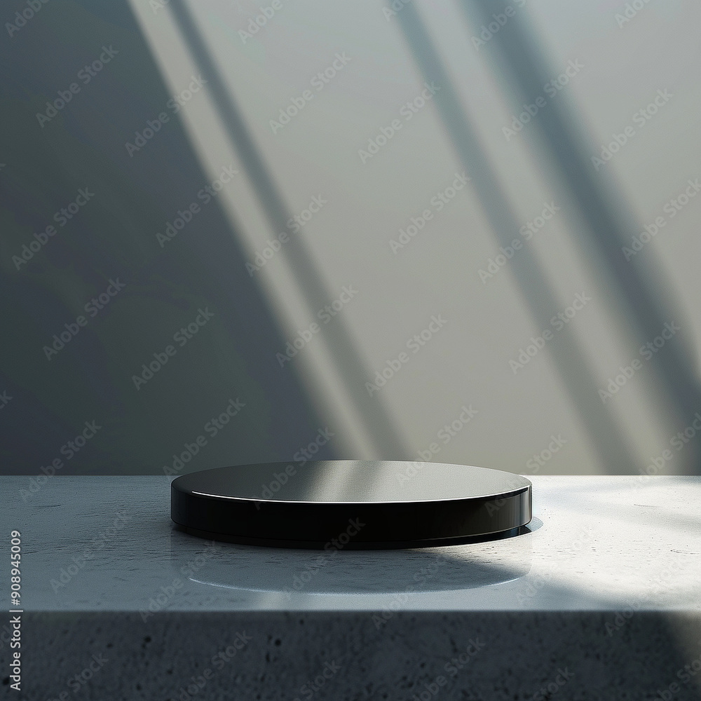 interior of a modern house with close up product display podium interior of a modern house with close up product display podium