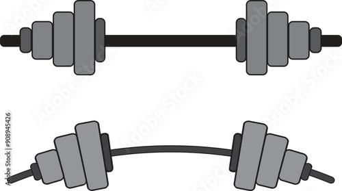 Handdrawn dumbbell vector art illustration isolated on white background