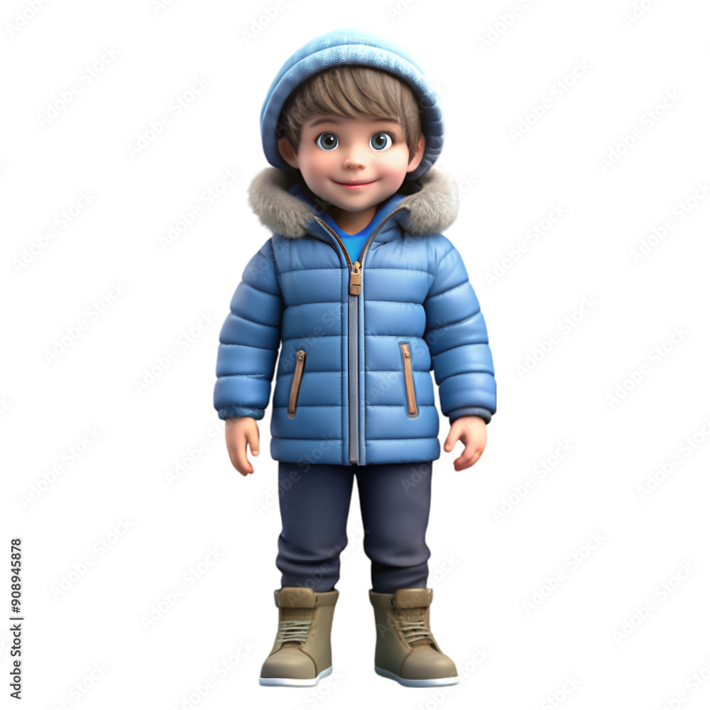3d cartoon character wearing a blue jacket and a blue hat 3d cartoon character wearing a blue jacket and a blue hat
