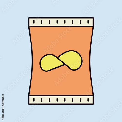 Potato chips bag vector icon. Fast food sign