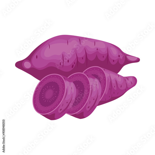 Sliced Purple Sweet Potato Vector Design