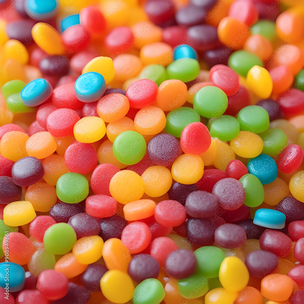 Different colored round candy in bowl and jars top view of large variety sweets and candies Different colored round candy in bowl and jars top view of large variety sweets and candies