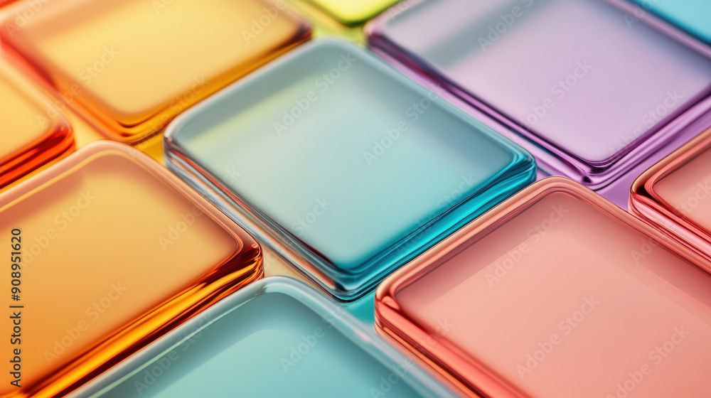 Abstract background design featuring colorful transparent glass squares Abstract background design featuring colorful transparent glass squares