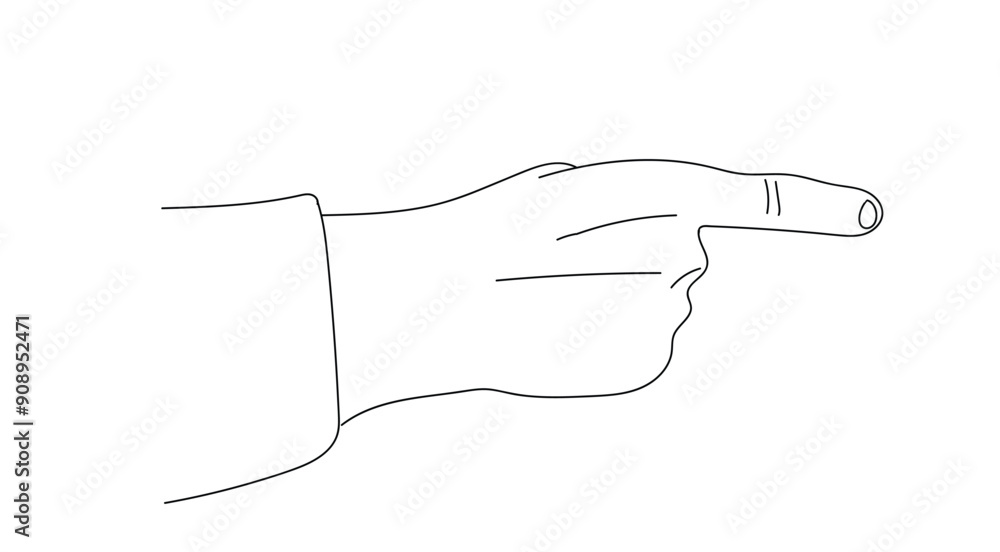 Hand of Businessman Pointing Finger Line Art. Business decisions and people concept vector Hand of Businessman Pointing Finger Line Art. Business decisions and people concept vector