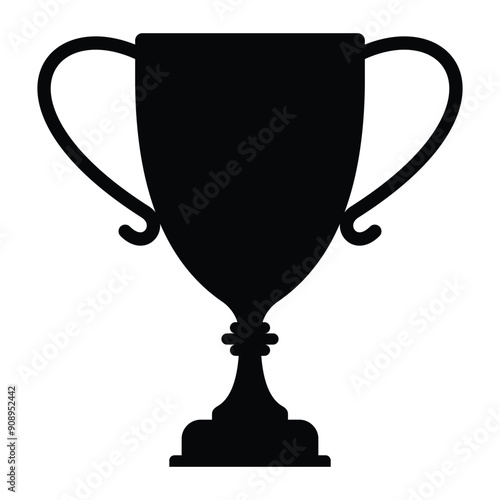 Trophy sign icon. Trophy cup. Champion cup winner trophy award. Black silhouette of trophy cup. Vector illustration