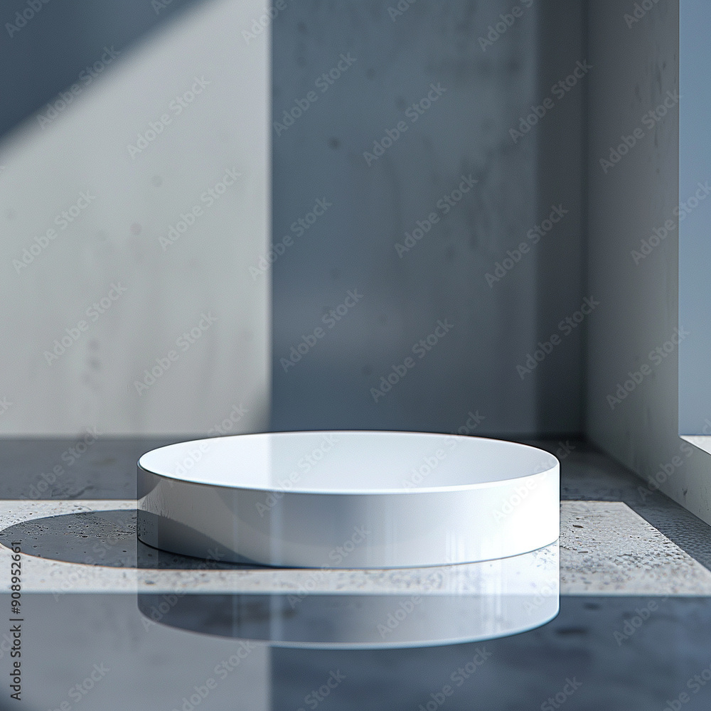 interior of a modern house with close up product display podium interior of a modern house with close up product display podium