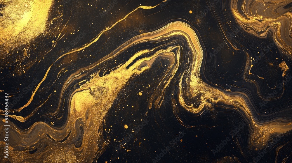 This image features a mesmerizing abstract background with swirling gold and black marble textures, representing luxury, elegance, sophistication, creativity and art. This image features a mesmerizing abstract background with swirling gold and black marble textures, representing luxury, elegance, sophistication, creativity and art.