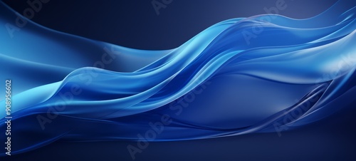 Cobalt Blue Fluid Waves. This image showcases elegant, flowing cobalt blue waves with a silky texture, creating a serene and abstract background perfect for various design applications. 