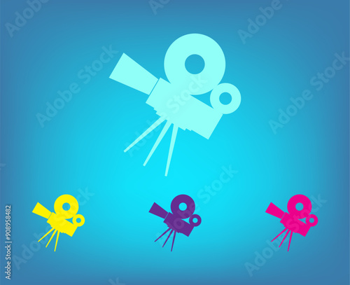 Vector color icons on blue background with gradient