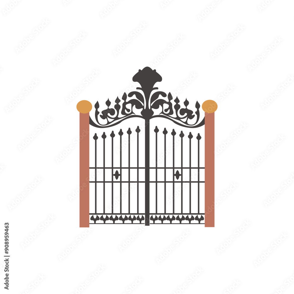 House gate minimalist vector illustration ,simple transparent graphic element .Isolated on white background House gate minimalist vector illustration ,simple transparent graphic element .Isolated on white background