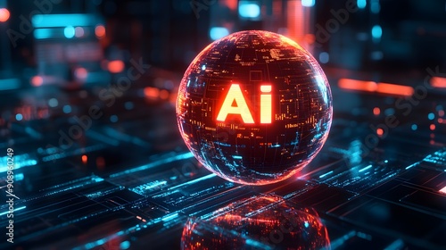 AI Globe in Neon Lights.