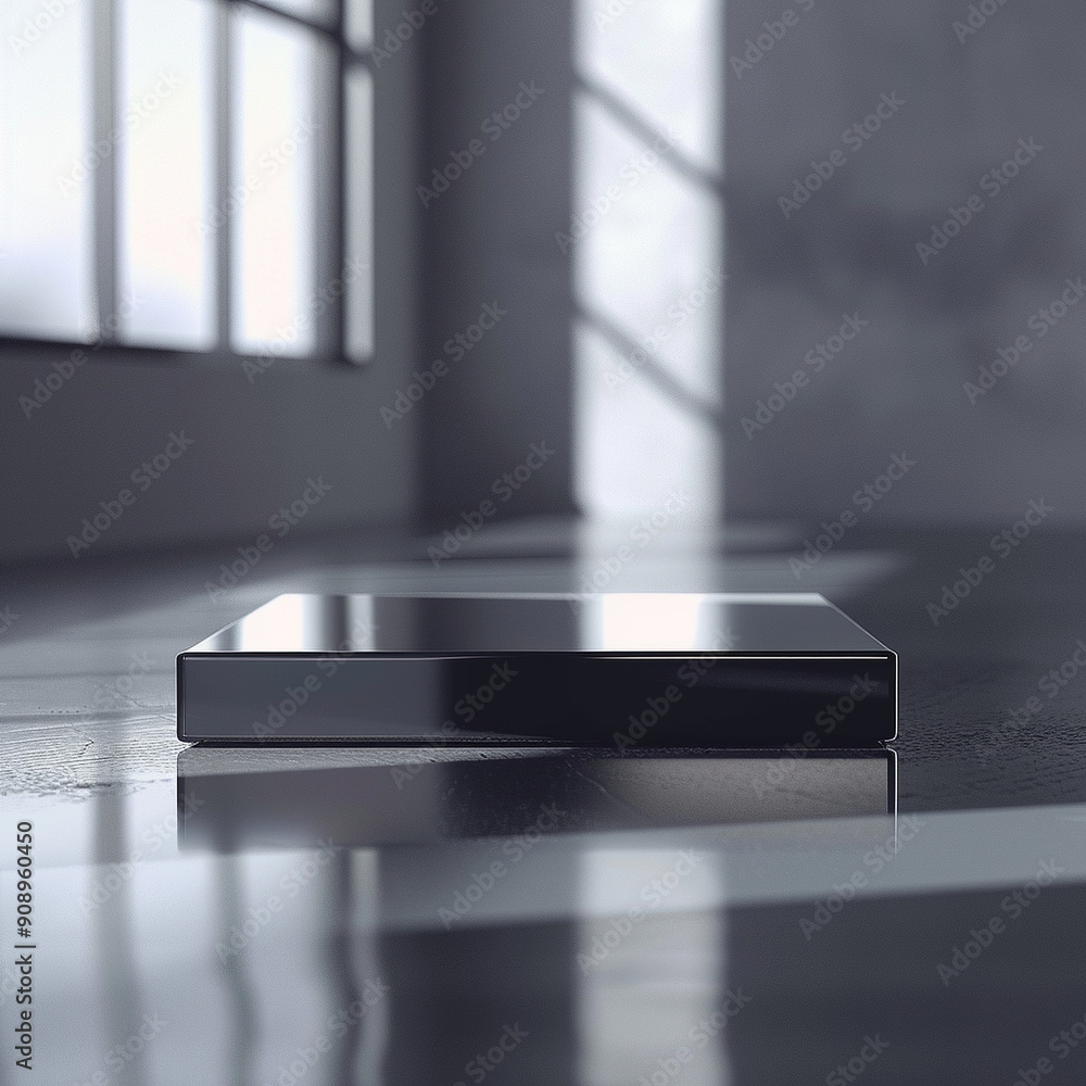 interior of a modern house with close up product display podium interior of a modern house with close up product display podium