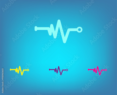 Vector color icons on blue background with gradient