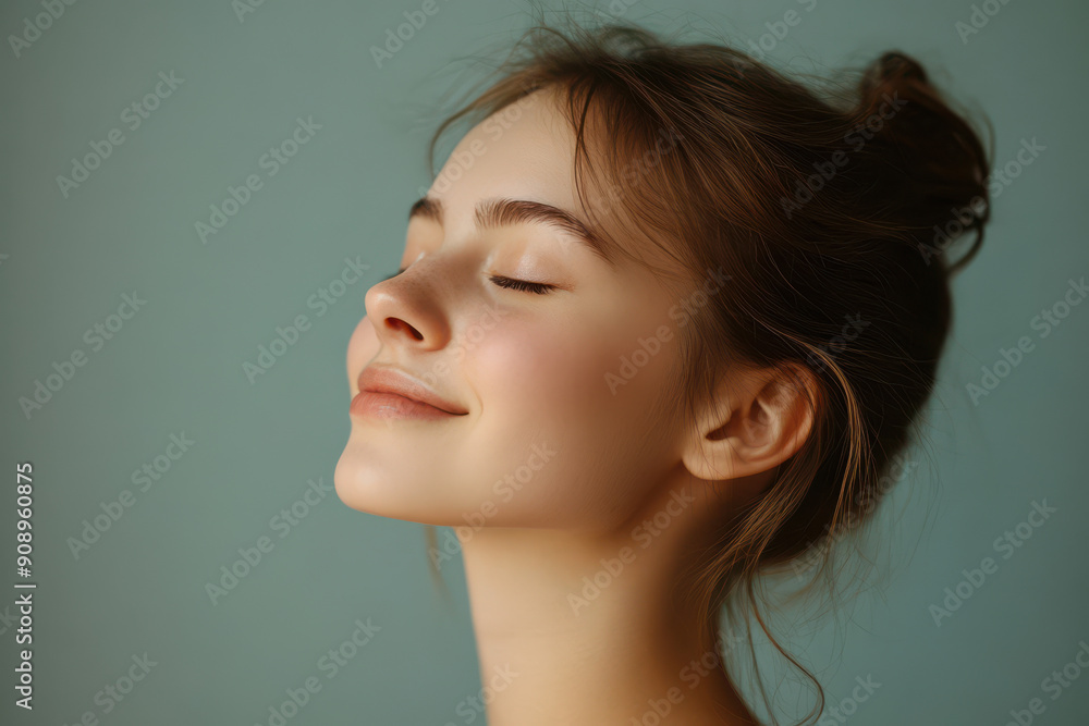 A close up of a girl's face with her eyes closed A close up of a girl's face with her eyes closed