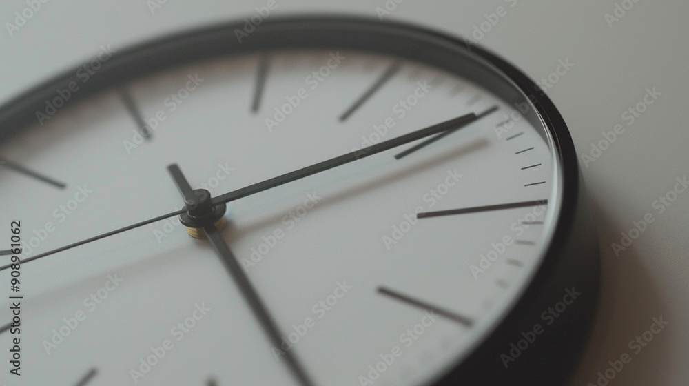 Close-up of a minimalist clock face with clean lines and simple numbers Close-up of a minimalist clock face with clean lines and simple numbers
