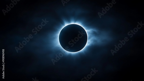 A dramatic image of a solar eclipse, with the moon blocking the sun's light photo