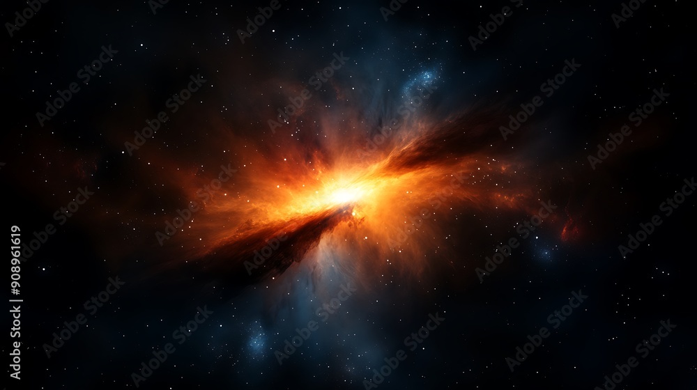 A dramatic image of a quasar, a distant and incredibly bright active galactic nucleus A dramatic image of a quasar, a distant and incredibly bright active galactic nucleus