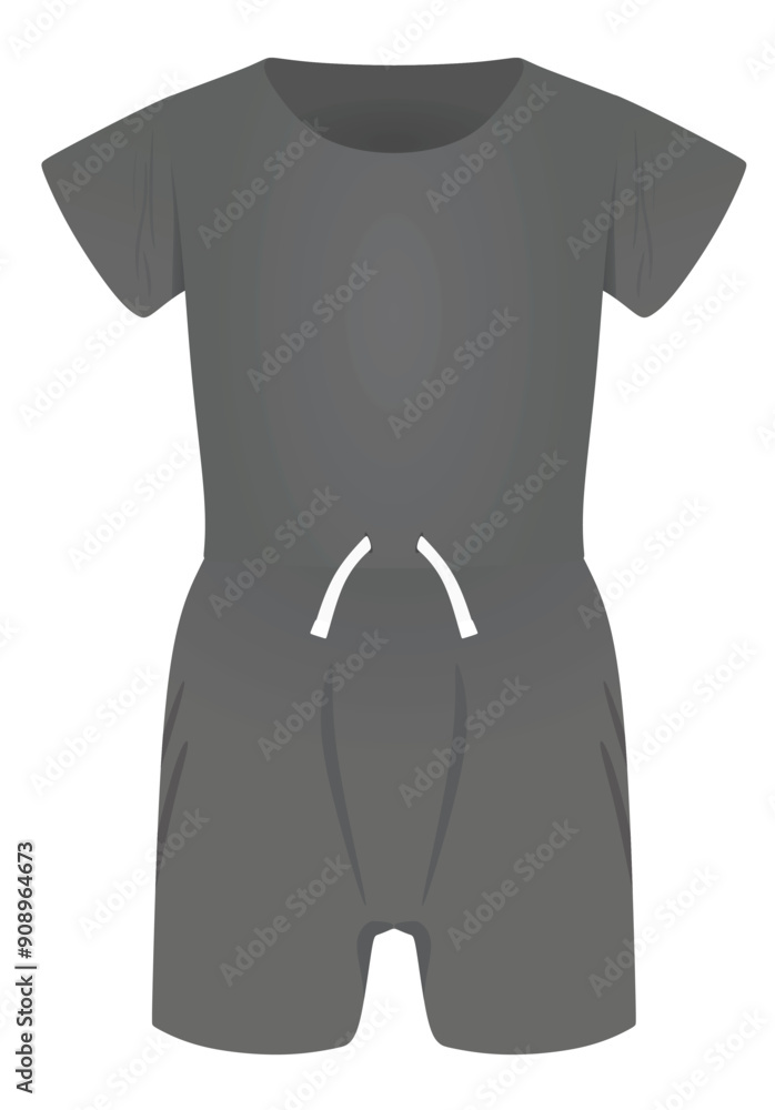 Grey jumpsuit short sleeve. vector illustration Grey jumpsuit short sleeve. vector illustration