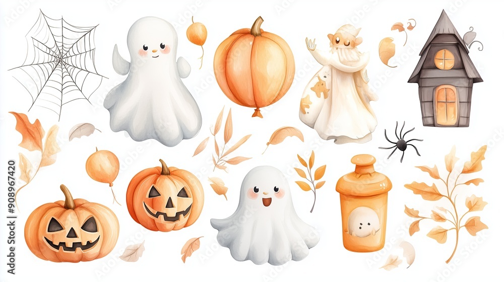 a funny and cute hallowen decoration for kids, cute ghosts, ballons, spider a funny and cute hallowen decoration for kids, cute ghosts, ballons, spider