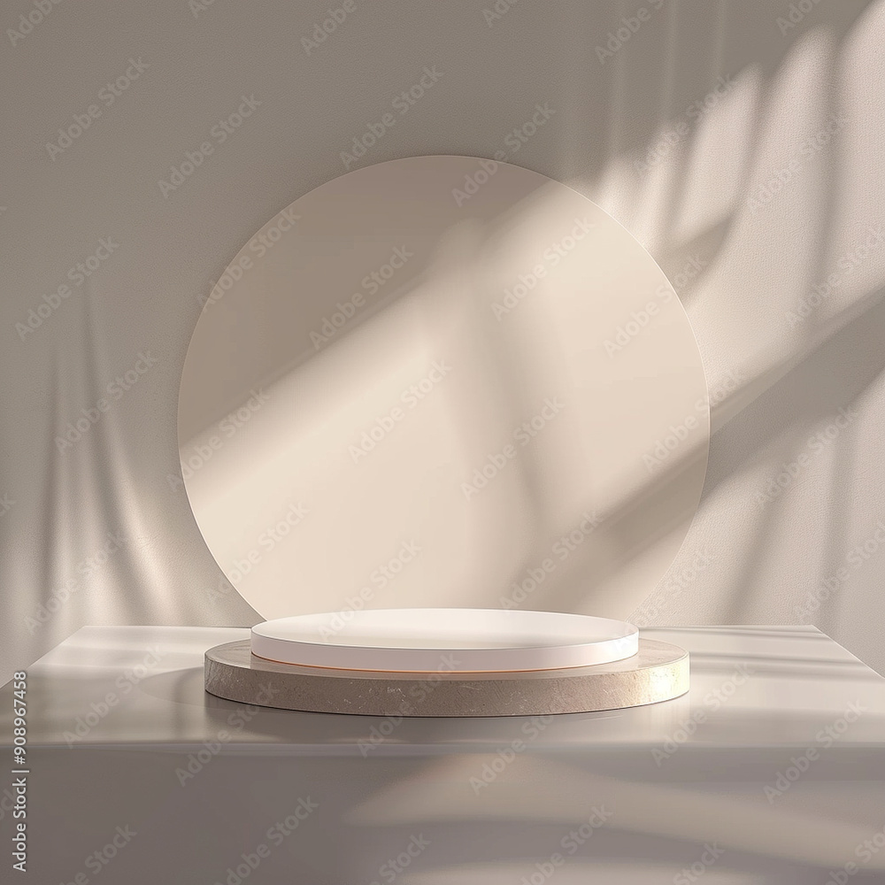 interior of a modern house with close up product display podium interior of a modern house with close up product display podium