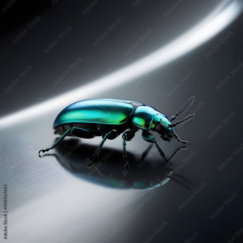 Naklejka premium beetle on a black background