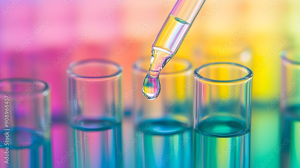 macro shot of test tubes with liquid drop in the pipette macro shot of test tubes with liquid drop in the pipette