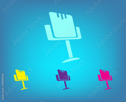 Vector color icons on blue background with gradient