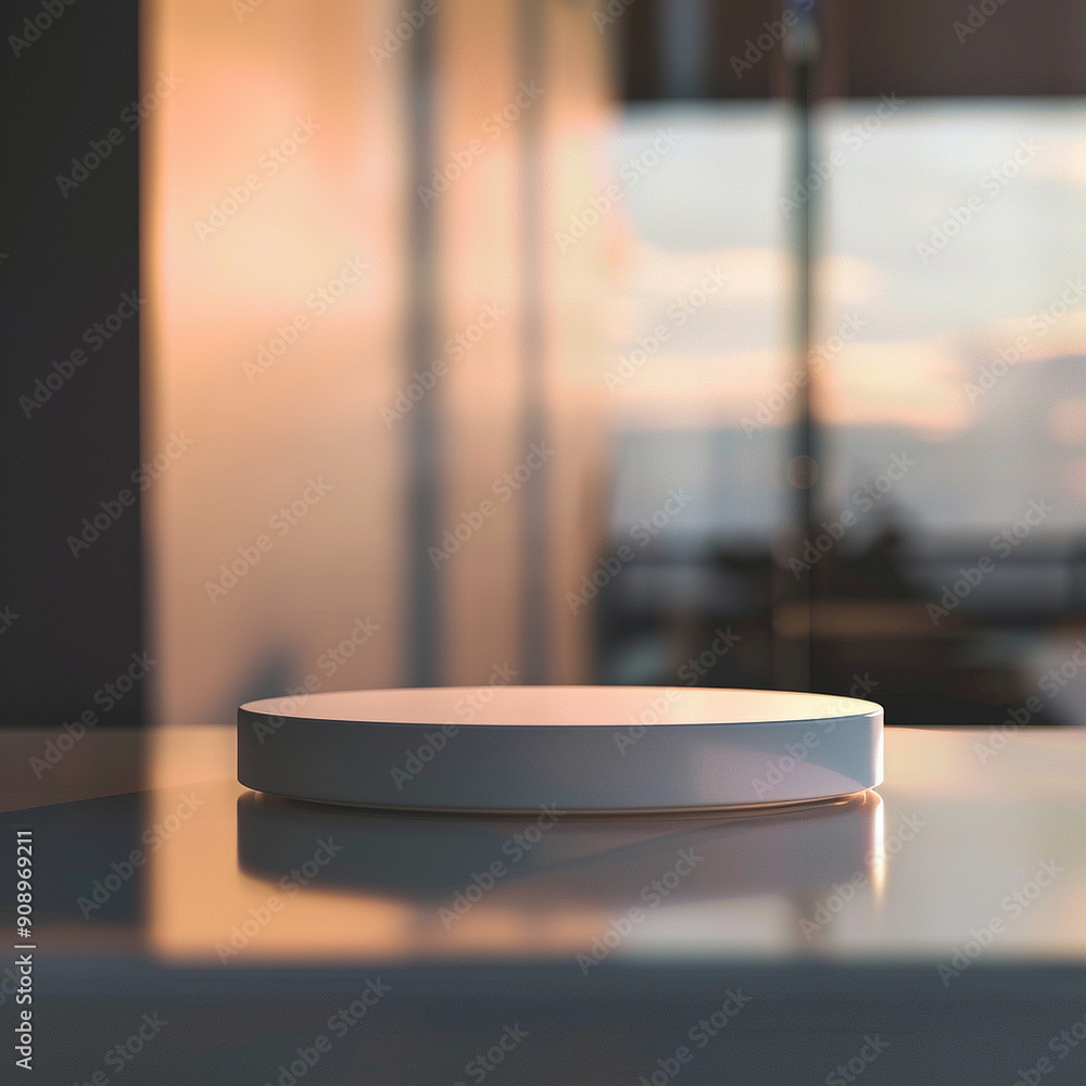 interior of a modern house with close up product display podium