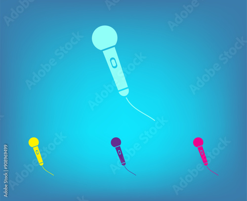 Vector color icons on blue background with gradient