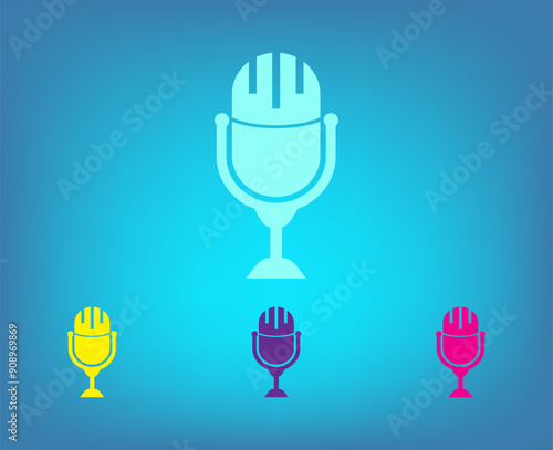 Vector color icons on blue background with gradient