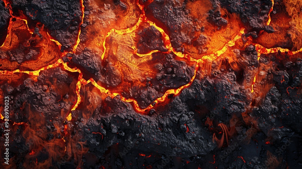 An image of a cracked volcanic surface with bright glowing lava visible underneath, highlighting the intense heat and raw geological activity of a volcanic landscape. An image of a cracked volcanic surface with bright glowing lava visible underneath, highlighting the intense heat and raw geological activity of a volcanic landscape.