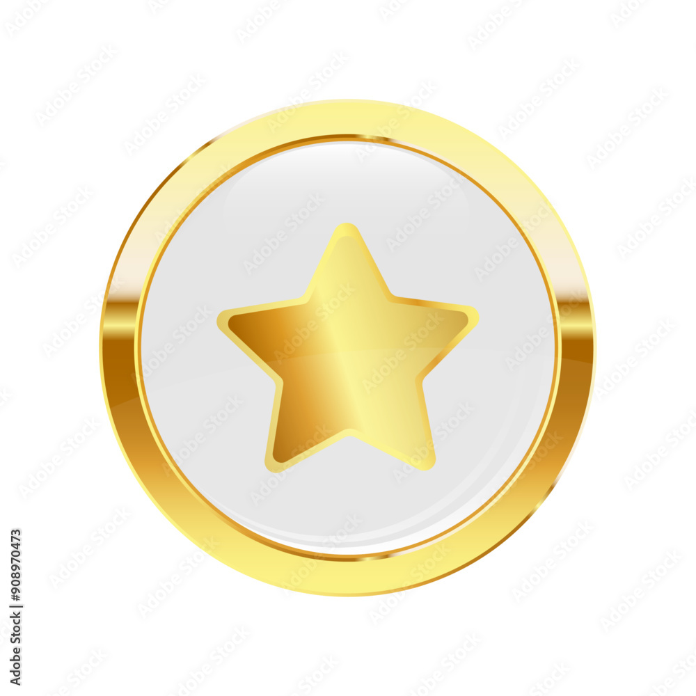 Gold Star in Circle Vector. Rating Yellow Star Icon Gold Star in Circle Vector. Rating Yellow Star Icon
