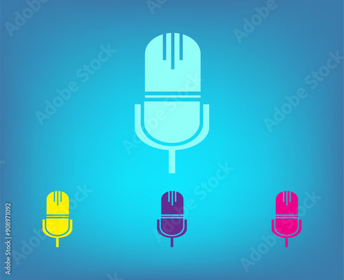 Vector color icons on blue background with gradient