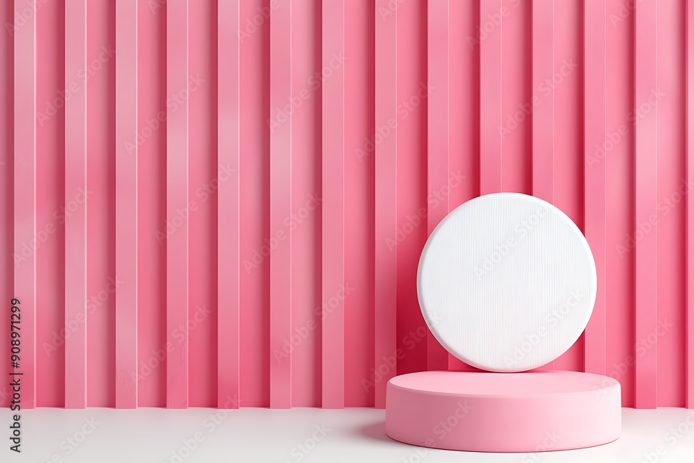 Elegant 3D Podium with Velvet Textures and a Modern Pink Backdrop Elegant 3D Podium with Velvet Textures and a Modern Pink Backdrop