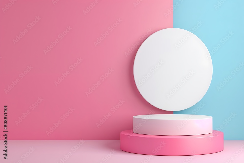 Contemporary 3D Podium with Chic Pastel Backdrop in Dual Colors Contemporary 3D Podium with Chic Pastel Backdrop in Dual Colors