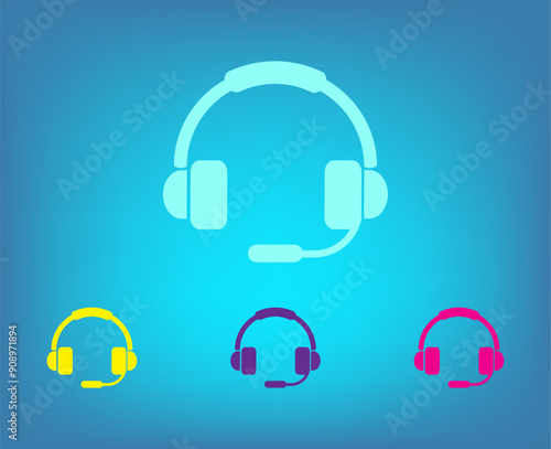 Vector color icons on blue background with gradient