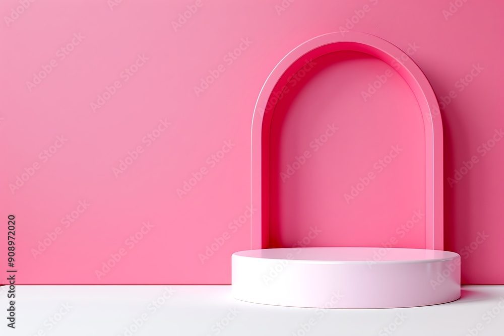 Elegant Pink Podium with Arched Background for Product Display Elegant Pink Podium with Arched Background for Product Display