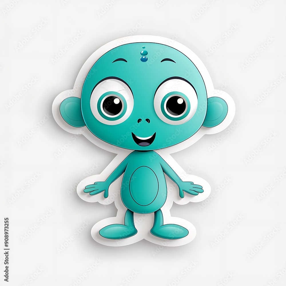 Playful Alien Sticker with Big Eyes and A Friendly Smile Playful Alien Sticker with Big Eyes and A Friendly Smile