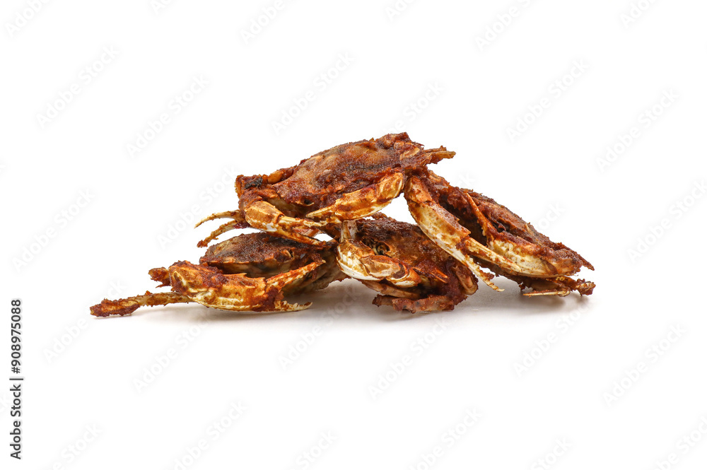 fried crab on a white background fried crab on a white background